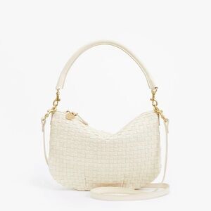 CLARE V Petit Moyen Cream Woven Checker Bag *Like New